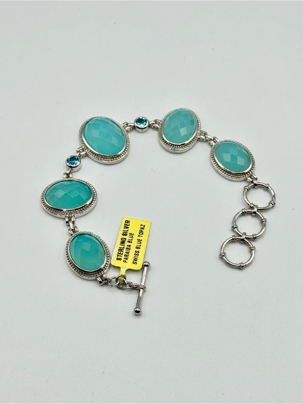 Sterling Silver Swiss Topaz Natural Gemstone Bracelet